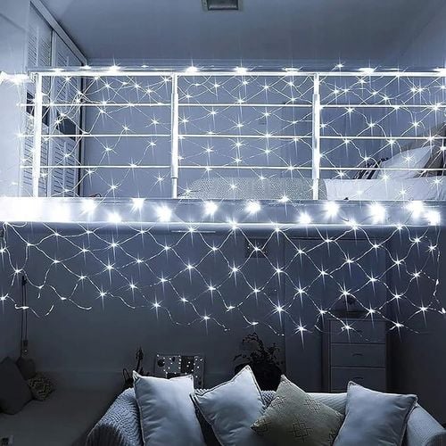 Siatka LED BIAŁA ZIMNA LAMPKI choinkowe KURTYNA 2,5x2,5m 230V na Arena.pl