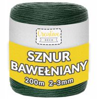 Sznurek do makramy bawełniany 3mm 200m zielony