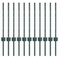 Słupki ogrodzeniowe 11 pcs Zielony 60 cm Stal