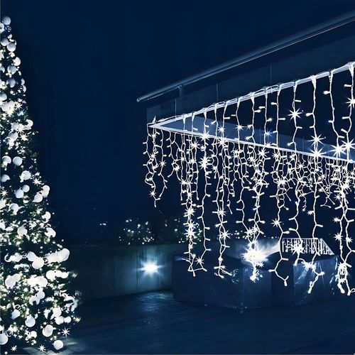 OŚWIETLENIE ŚWIĄTECZNE SZNUREK SOPLE 200 LED 8M - ZIMNA BIEL na Arena.pl