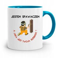 Kubek Błękitny Spawacza Supermoc Jestem Spawaczem Z Nadrukiem Ze Zdjęciem