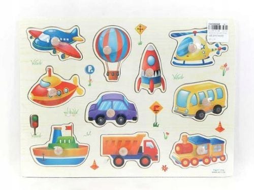 Puzzle drewniane Bigtoys pojazdy 10 elementów z uchwytami na Arena.pl