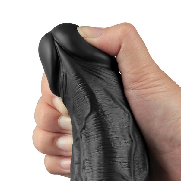 10" Real Softee Rechargeable Tpe Vibrating Dildo(Black) zdjęcie 11