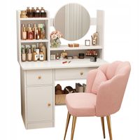 TOALETKA Z LUSTREM Z SZUFLADAMI BIAŁA MAKIJAŻU GLAMOUR SKANDYNAWSKI 100 CM