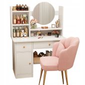 TOALETKA Z LUSTREM Z SZUFLADAMI BIAŁA MAKIJAŻU GLAMOUR SKANDYNAWSKI 100 CM