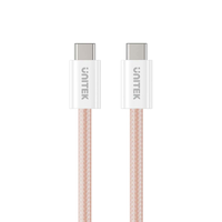 Unitek Kabel w oplocie zwijany magnetycznie USB C PD 100W różowy 1m