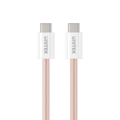 Unitek Kabel w oplocie zwijany magnetycznie USB C PD 100W różowy 1m