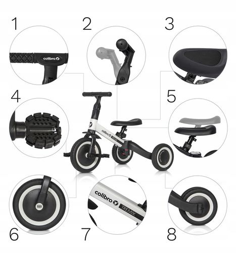 Rowerek dziecięcy jeździk trójkołowy TREMIX 4w1 Dzieci od 12 m do wagi 25kg na Arena.pl