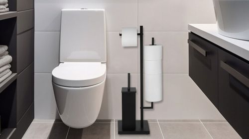 Stojak na papier toaletowy i szczotka do WC czarna loft łazienkowa YOKA na Arena.pl