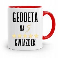 Kubek Czerwony Dla Geodety Geodeta Na 5 Gwiazdek Z Nadrukiem Ze Zdjęciem