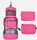 Organizer pojemna kosmetyczka saszetka podróżna wisząca rozkładana różowa
