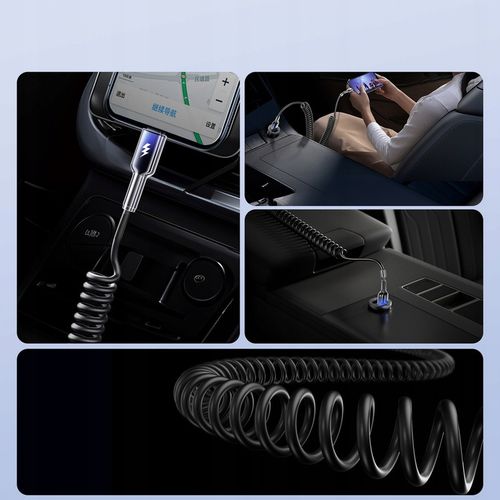 JOYROOM KABEL PRZEWÓD USB DO AUTA CAR PLAY SPIRALNY 3A USB-A/USB-C 1,5m na Arena.pl