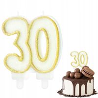 ŚWIECZKA URODZINOWA CYFERKA 30 ZŁOTA METALICZNA CYFRA NA IMPREZĘ URODZINOWĄ