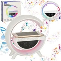 Lampka LED Gamingowa RGB Ładowarka Indukcyjna Głośnik Zegar Radio Budzik