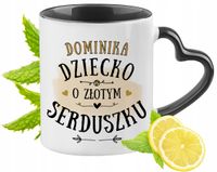 Kubek Czarny Z Uszkiem W Kształcie Serca Dla Dominiki Idealny Na Prezent