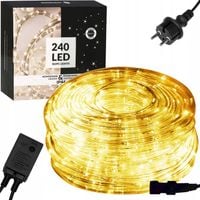 WĄŻ ŚWIETLNY ZEWNĘTRZNY 240 LED LAMPKI BIAŁY CIEPŁY 10M ŚWIECĄCY TAŚMA IP44