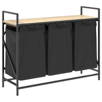 Kosz na pranie 3 przegrody z półką, dąb sonoma