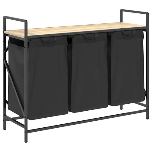 Kosz na pranie 3 przegrody z półką, dąb sonoma na Arena.pl