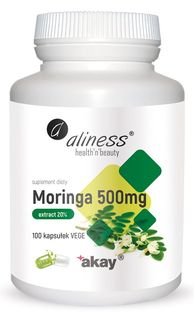 Moringa ekstrakt 20% 500mg  x 100 Vege caps Aliness