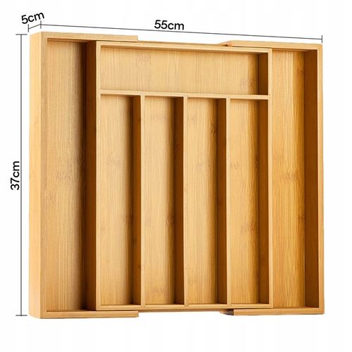 WKŁAD ORGANIZER DO SZUFLADY KUCHENNEJ NA SZTUĆCE BAMBUSOWY PREMIUM XXL 55cm na Arena.pl