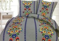 Pościel z kory 200x220 wzór łowicki szary