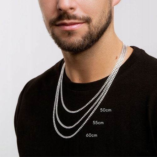 ŁAŃCUSZEK MĘSKI SREBRNY DŁUGI 55 cm PEŁNY SPLOT PANCERKA 3,2 mm SREBRO 925 na Arena.pl
