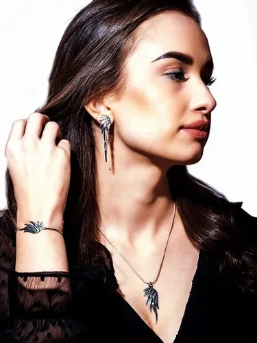 KOLCZYKI SREBRNE 925 WISZĄCE SKRZYDŁA ANIOŁA DŁUGIE OKAZAŁE SREBRO 925 na Arena.pl