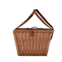 XXL WIKLINOWY KOSZ NA PIKNIK WALIZKA KUFER DLA 4 OSÓB Z OBSZYCIEM 47x33 H30 CM