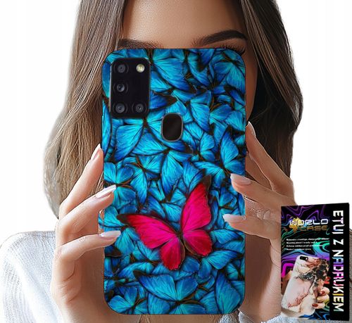 ETUI DO SAMSUNG GALAXY A21s - NIEBIESKIE MOTYLKI, MOTYL, KOBIECE WZORY na Arena.pl