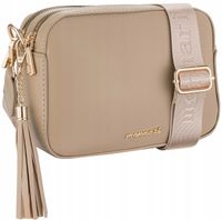 MONNARI TOREBKA BEŻOWA NUDE Listonoszka LOGO PASEK Z REGULACJĄ + ZAWIESZKA