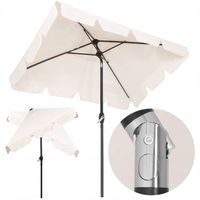 PARASOL OGRODOWY ŁAMANY SKŁADANY DUŻY SOLIDNY ECRU MOCNY 240cm Z KORBĄ