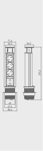 Przedłużacz gniazdo port GTV 3 x uziemienie schuko + 2 x USB uniwersal srebrny na Arena.pl