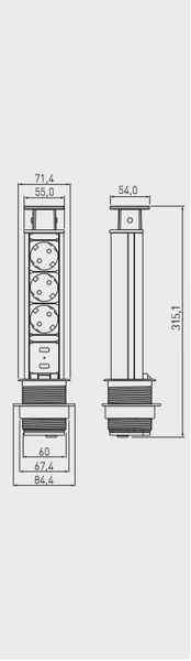 Przedłużacz gniazdo port GTV 3 x uziemienie schuko + 2 x USB uniwersal srebrny zdjęcie 2
