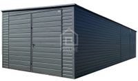 Garaż blaszany 4x9m brama dwuskrzydłowa dach spad w bok PLG221