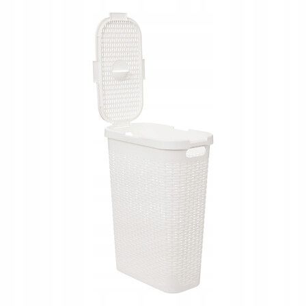 Kosz na pranie 40 l wąski syntetyczny rattan syntetyczny biały na Arena.pl