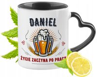 Dla Daniela Kubek Czarny Z Uszkiem W Kształcie Serca Na Prezent Z Nadrukiem
