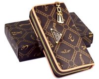 Portfel damski duży na zamek organizer brązowy