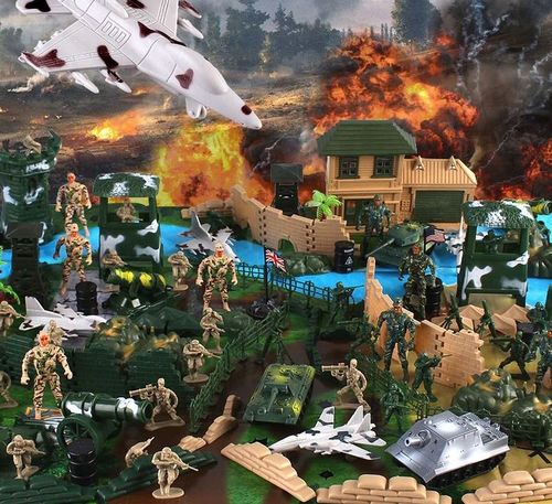 Baza Wojskowa Żołnierzyki Duży Zestaw Armia Figurki Czołgi Samoloty 300el. na Arena.pl
