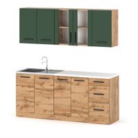 Kuchnia Pojemna Nowoczesna Z Blatem 2.0m Rest Wotan Butelkowa Zieleń Wotan