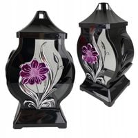 SZKLANY ZNICZ Z APLIKACJĄ NA GRÓB ZNICZY DO WKŁADÓW LED NA BATERIE LAMPION