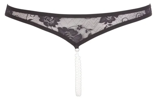 cottelli lingerie stringi koronkowe xl z perłami, czarny, elastyczne na Arena.pl