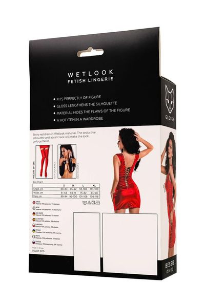 Glossy Bessie Dress - Red M zdjęcie 8