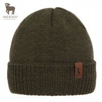 Czapka MYŚLIWSKA dla myśliwego WEŁNA MERINO khaki olive uniwersalna