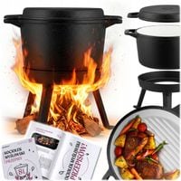 KOCIOŁEK ŻELIWNY EMALIOWANY GARNEK 8L stojący + PATELNIA GRILL + PRZEPISY