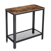 Stolik konsola z półką 60x30 rustykalny brąz metal czarna do salonu