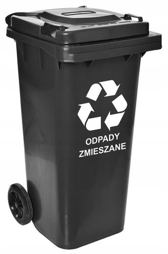 KOSZ ŚMIETNIK KUBEŁ POJEMNIK NA ŚMIECI 120L ODPADY DO SEGREGACJI CZARNY na Arena.pl