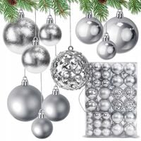 SREBRNE BOMBKI NA CHOINKĘ Zestaw 100 szt. MIX Bombki Choinkowe Świąteczne