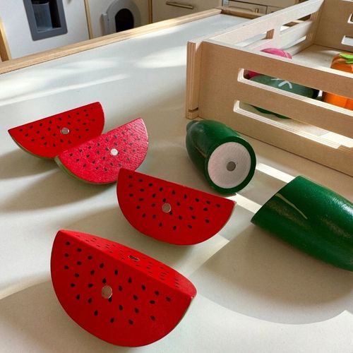 Drewniane Owoce i Warzywa Do Krojenia Zestaw XXL ze Skrzynką 17 elementów na Arena.pl