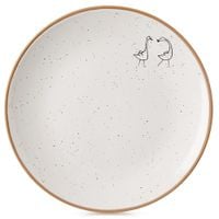 Talerz Deserowy Płytki Mały na Ciasto Deser Ceramiczny Beżowy Kremowy 20 cm