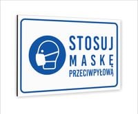 Tabliczka znak informacyjny nadruk UV 40x30 STOSUJ MASKĘ PRZECIWPYŁOWĄ